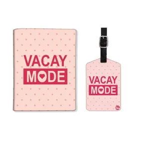 Passport Holder Travel Case with Luggage Tag Set - Vacay Mode Pink