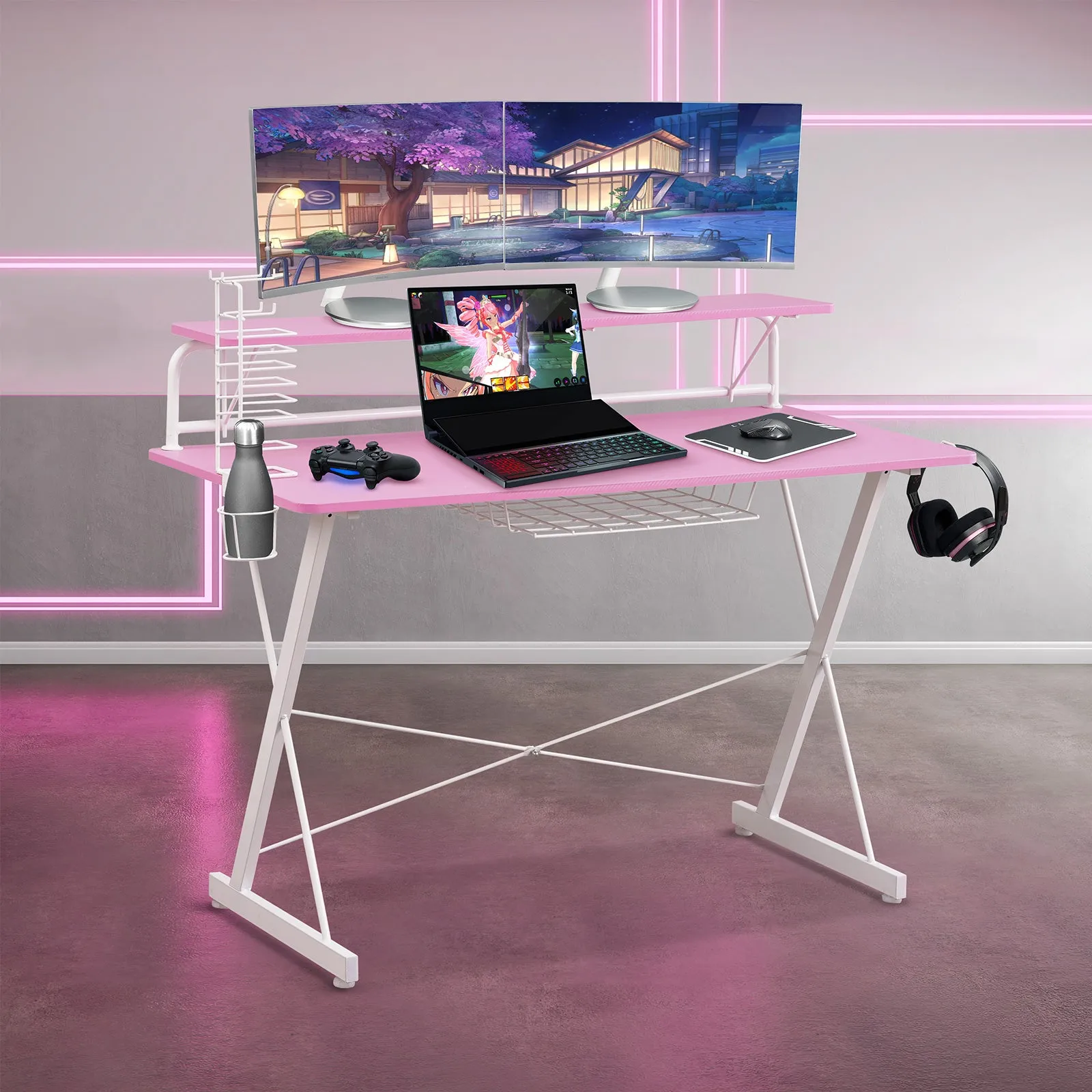 Pink Carbon Gaming Desk