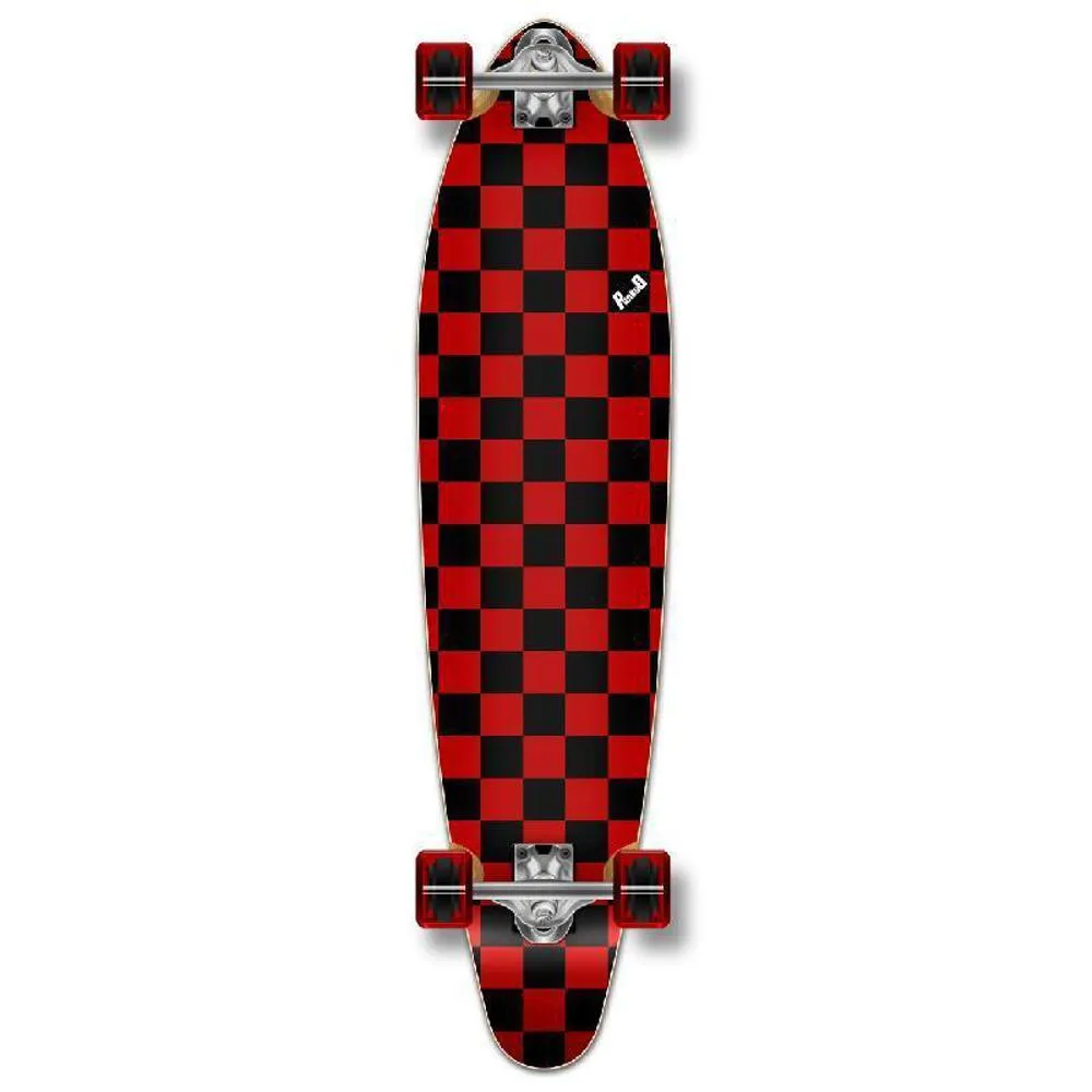 Punked Checkered 40" Red Kicktail Longboard