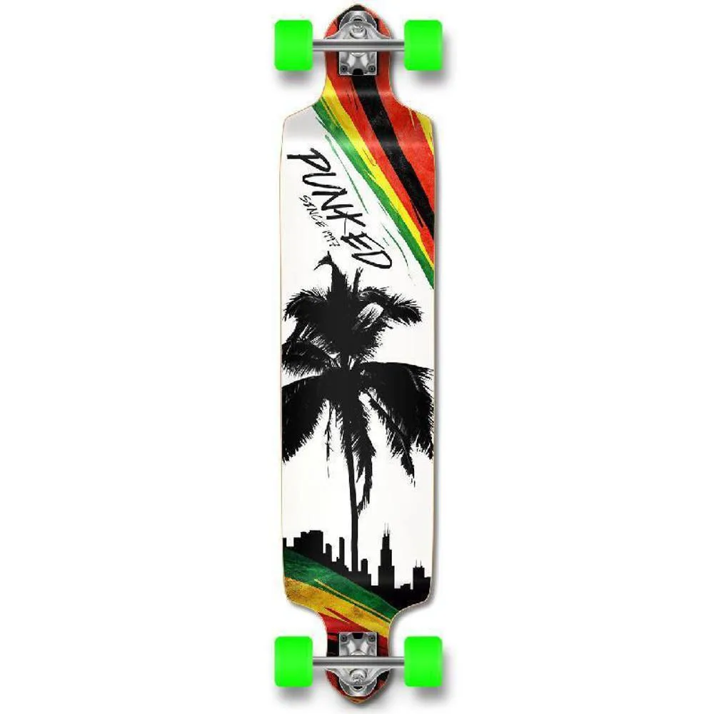 Punked Palm City Rasta Drop Down Longboard