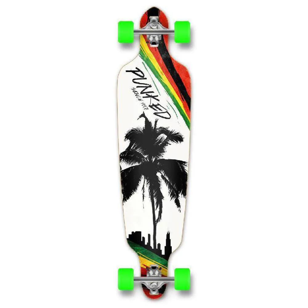 Punked Palm City Rasta Drop Through Longboard