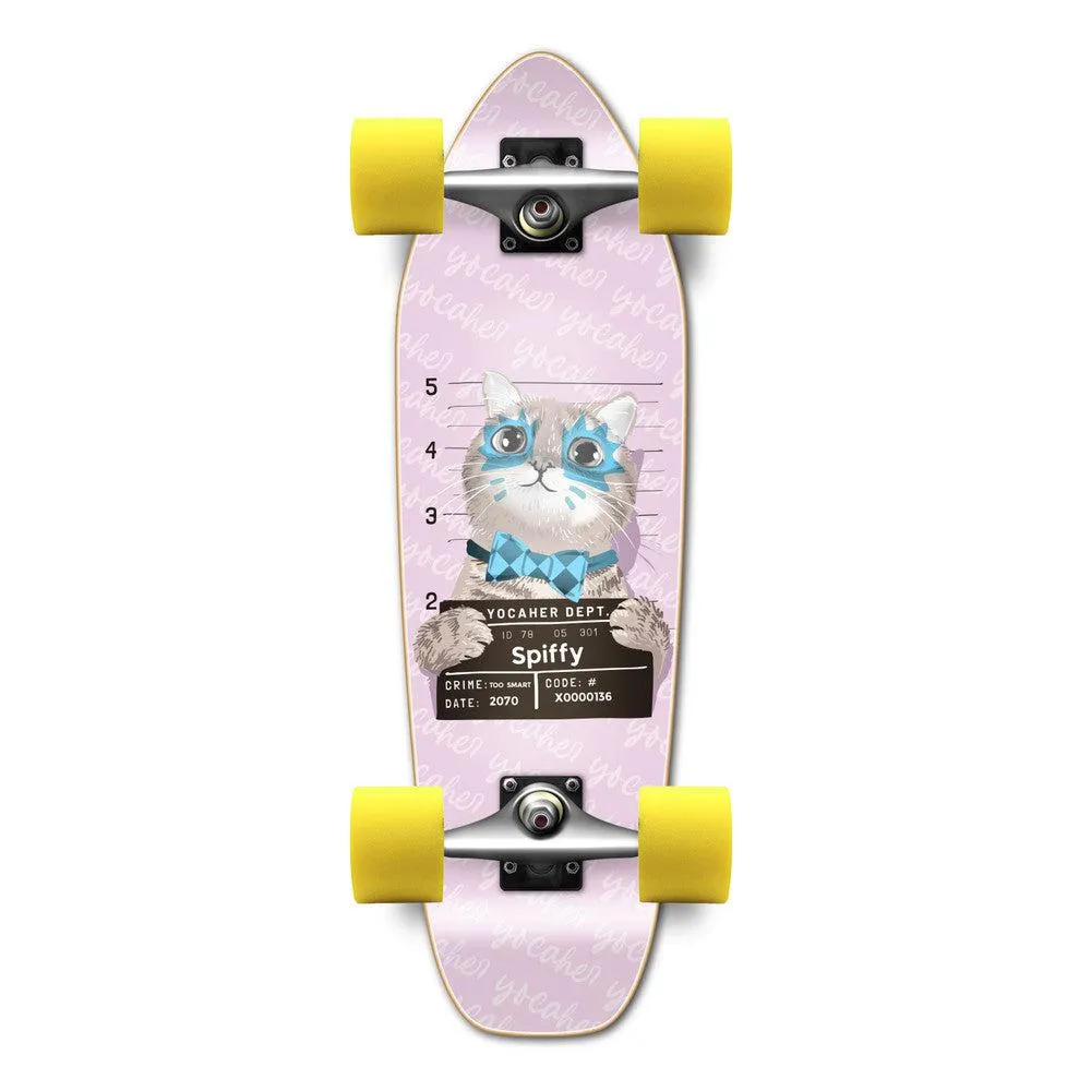 Punked Rockstar Kitty Cat - Pink Spiffy 27" Mini Cruiser Longboard