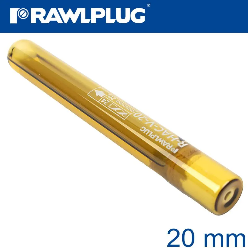 RAWLPLUG R-HAC-V VINYLESTER HAMMER-IN GLASS CAPSULES 20MM RAW R-HAC-V-20