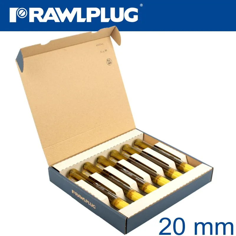 RAWLPLUG R-HAC-V VINYLESTER HAMMER-IN GLASS CAPSULES 20MM RAW R-HAC-V-20