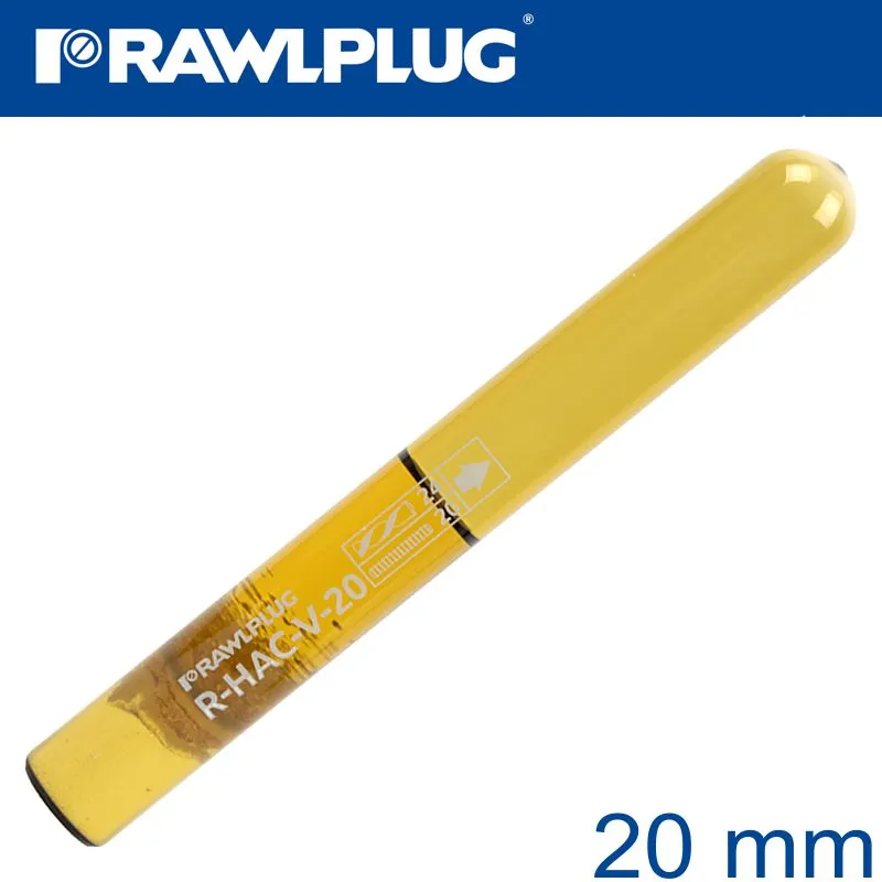 RAWLPLUG R-HAC-V VINYLESTER HAMMER-IN GLASS CAPSULES 20MM RAW R-HAC-V-20