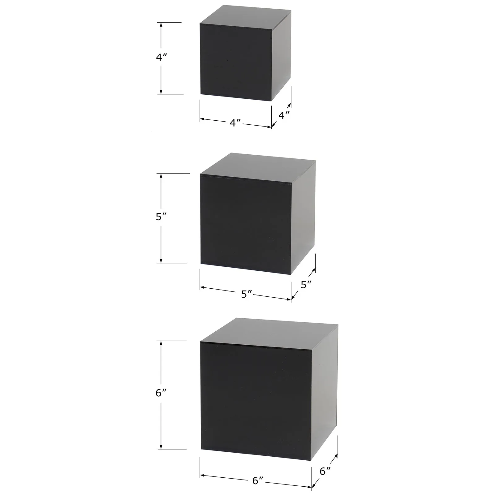 Red Co. Set of 3 Crystal Clear Acrylic Cube Display Nesting Riser Stands with Hollow Bottoms