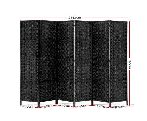 Room Divider - 6 Panel Black