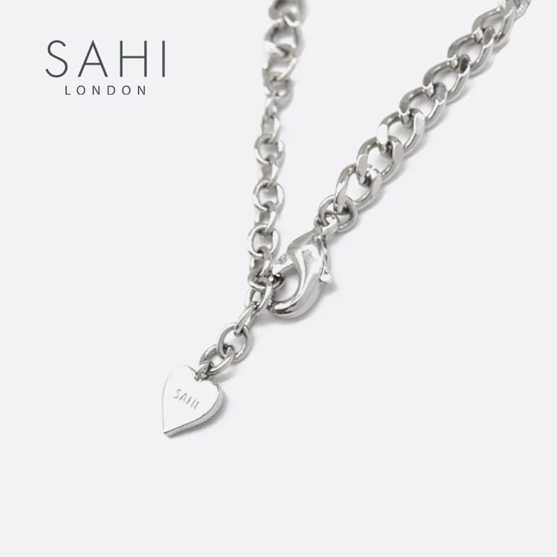 Sahi Heart Enameled Pearl Chain & Link Bracelet