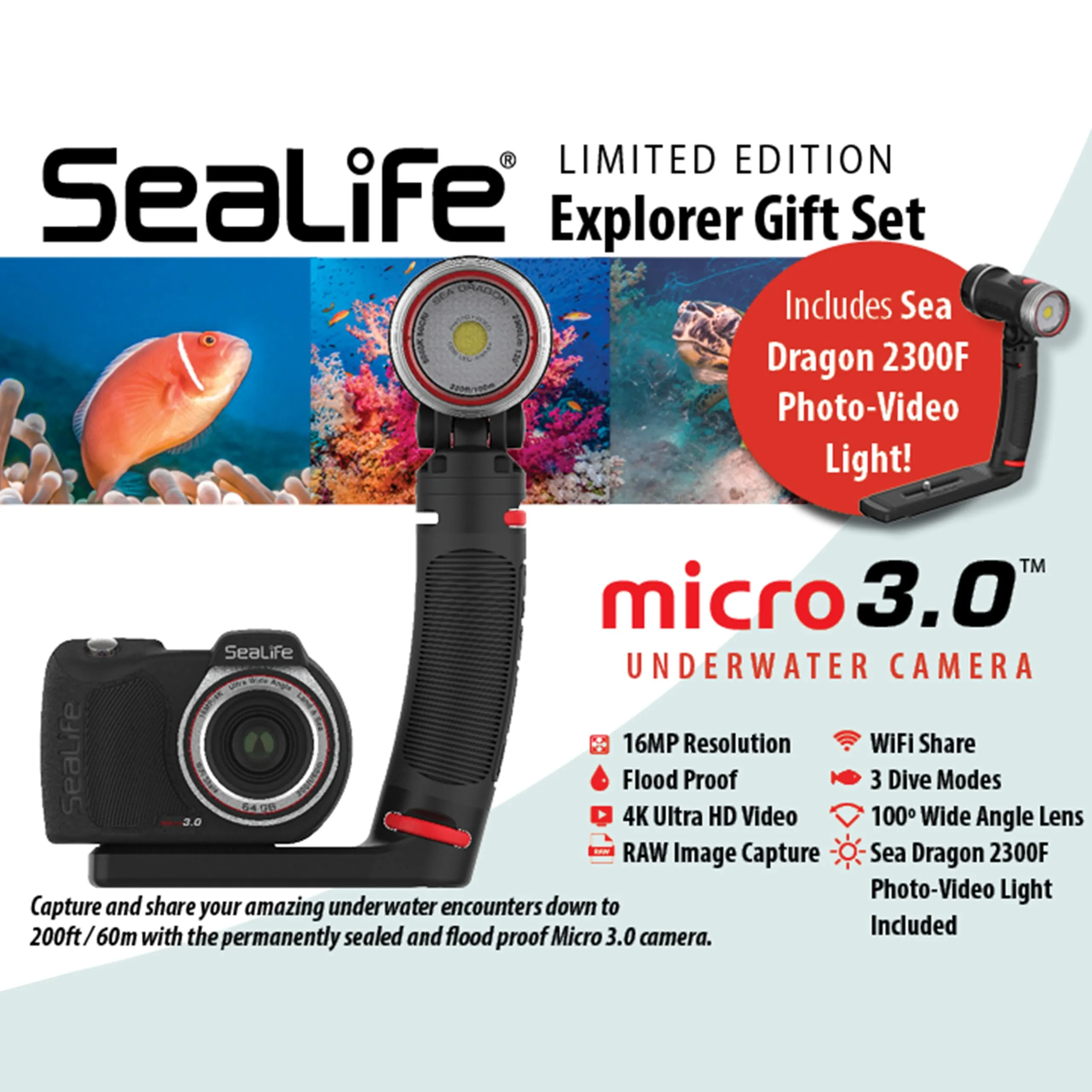 SeaLife Micro 3.0 Limited Edition Explorer Underwater Camera Gift Set