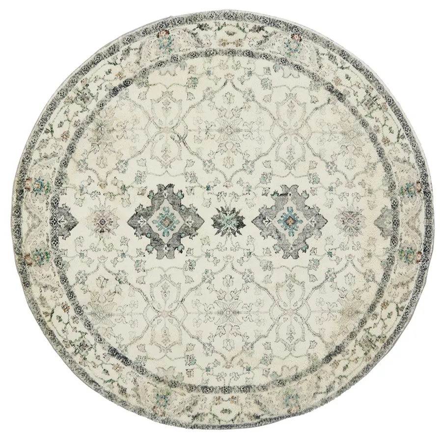 Susa Ivory Multicolour Traditional Large Round Rug