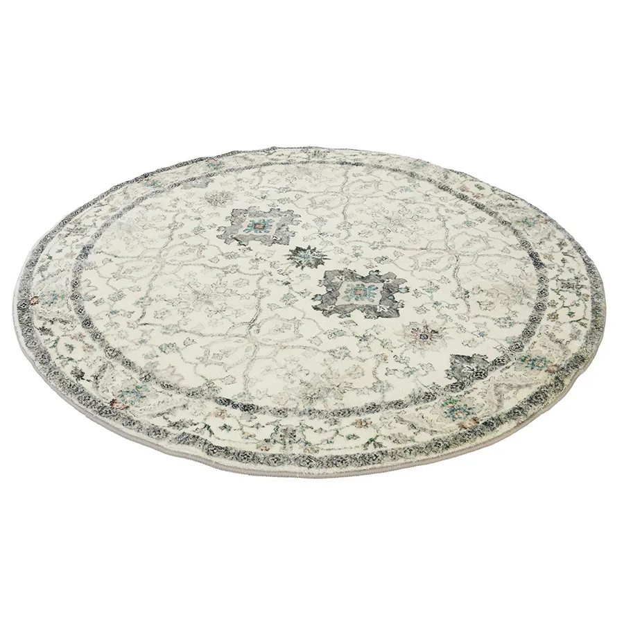 Susa Ivory Multicolour Traditional Large Round Rug