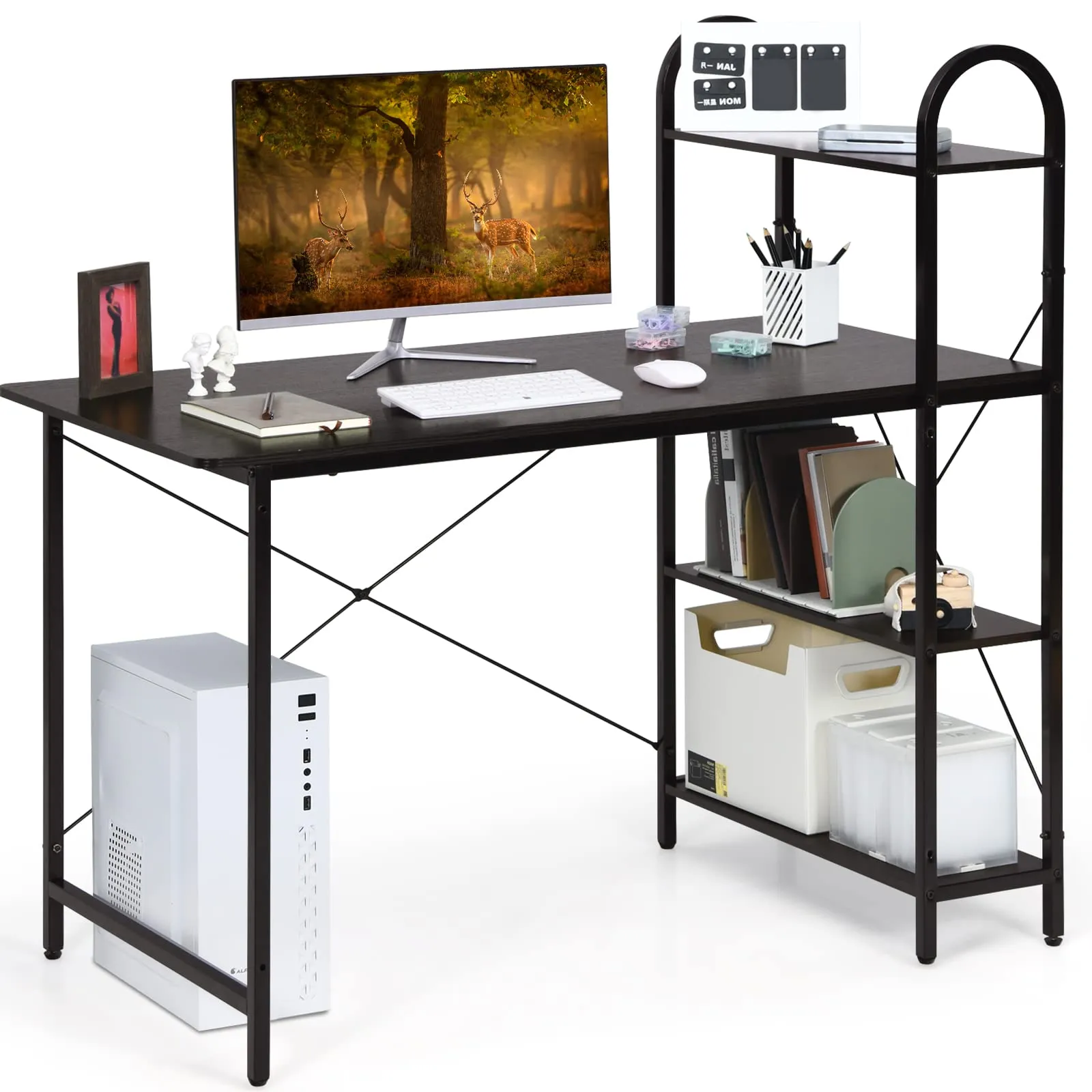 Tangkula 48 Inch Computer Desk with 4-Tier Storage Shelves