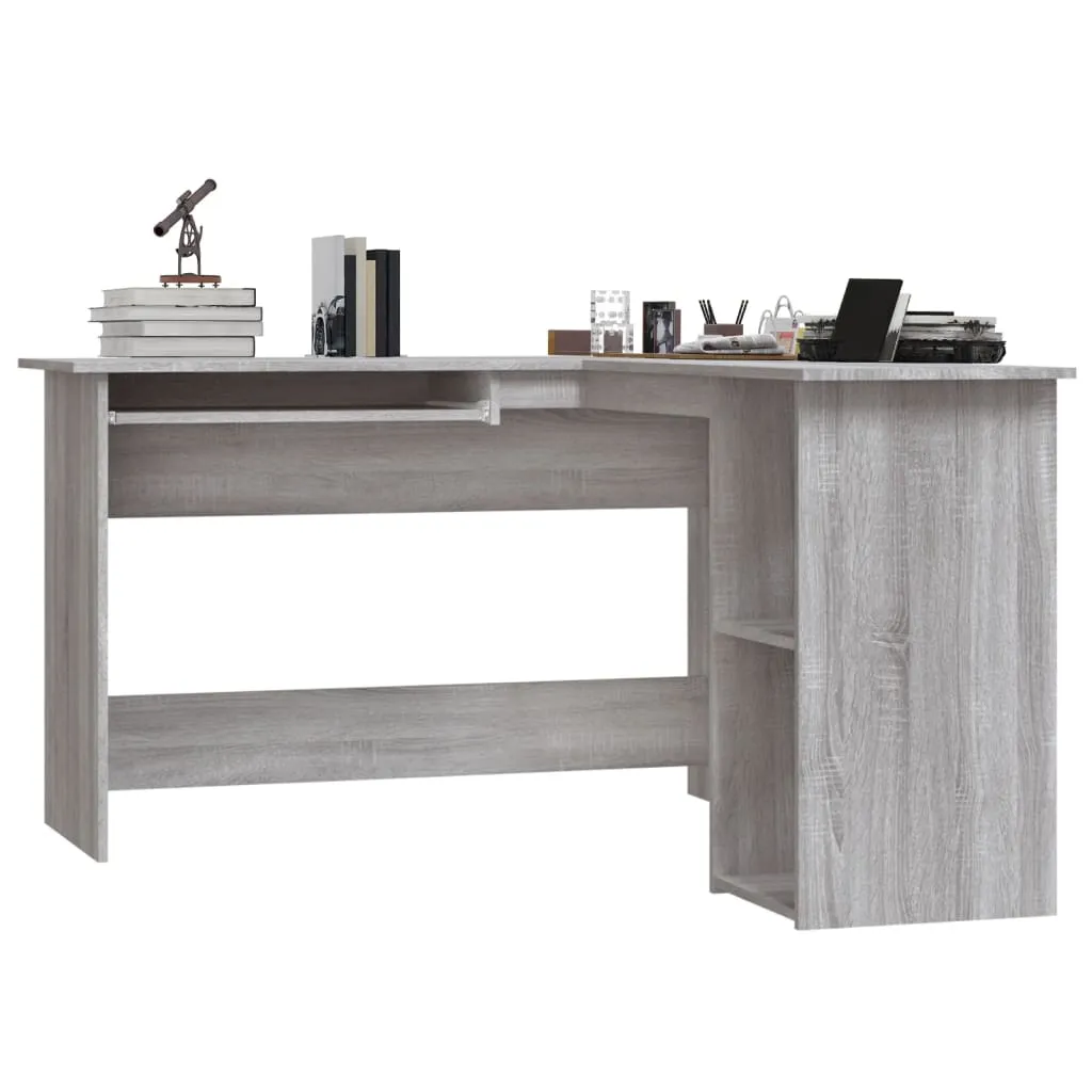 vidaXL Corner Desk Grey Sonoma 120x140x75 cm Engineered Wood