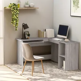 vidaXL Corner Desk Grey Sonoma 120x140x75 cm Engineered Wood