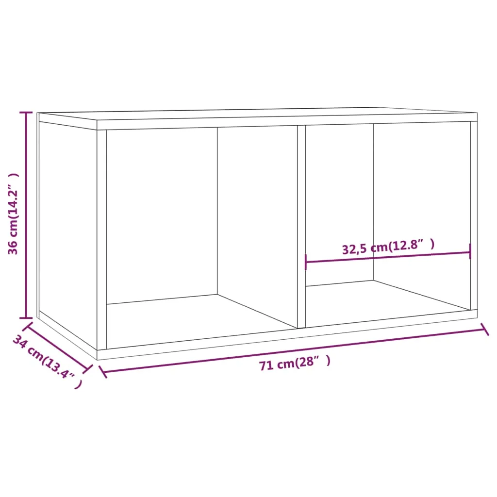 vidaXL Vinyl Storage Box Black 71x34x36 cm Engineered Wood