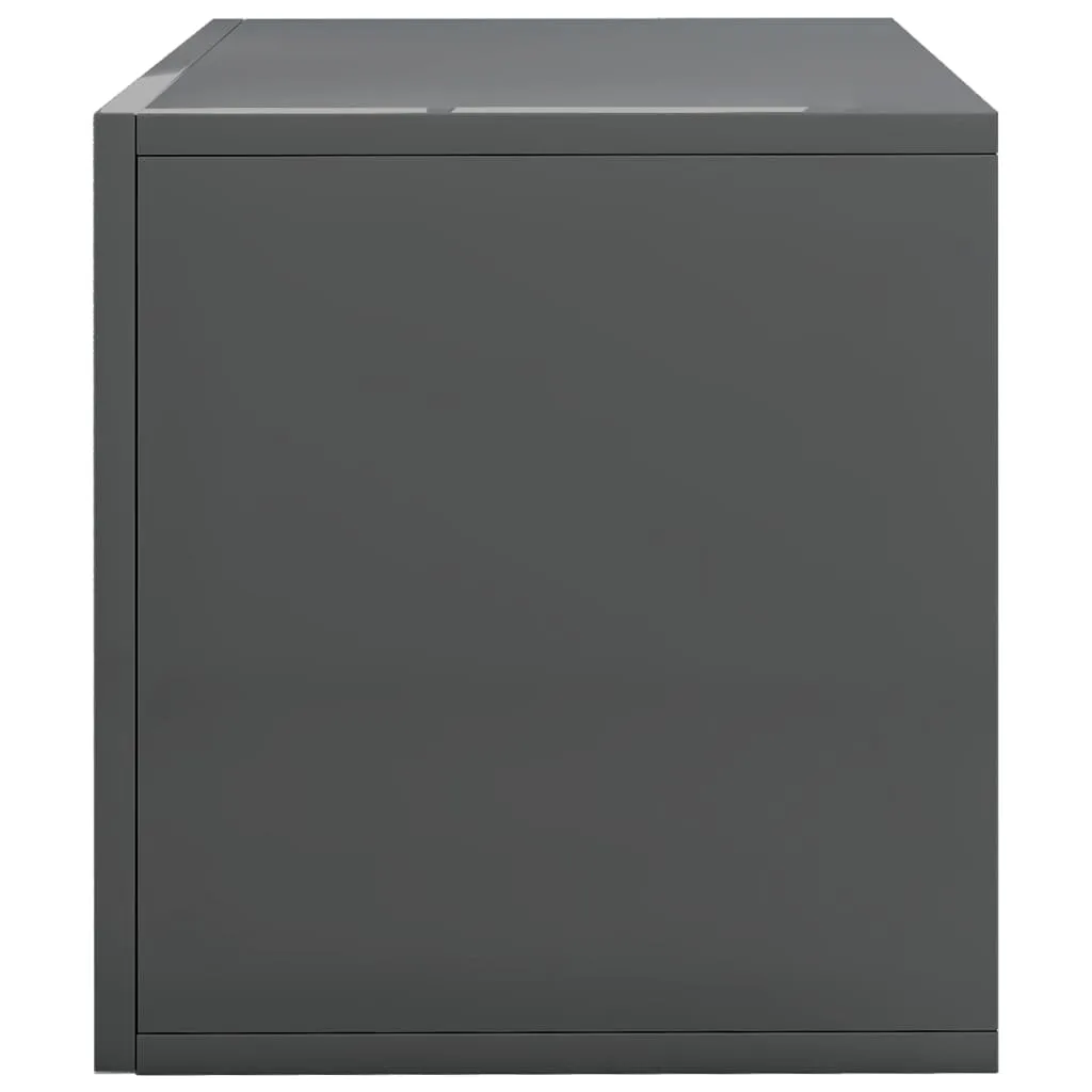 Vinyl Storage Box High Gloss Grey 71x34x36 cm Chipboard