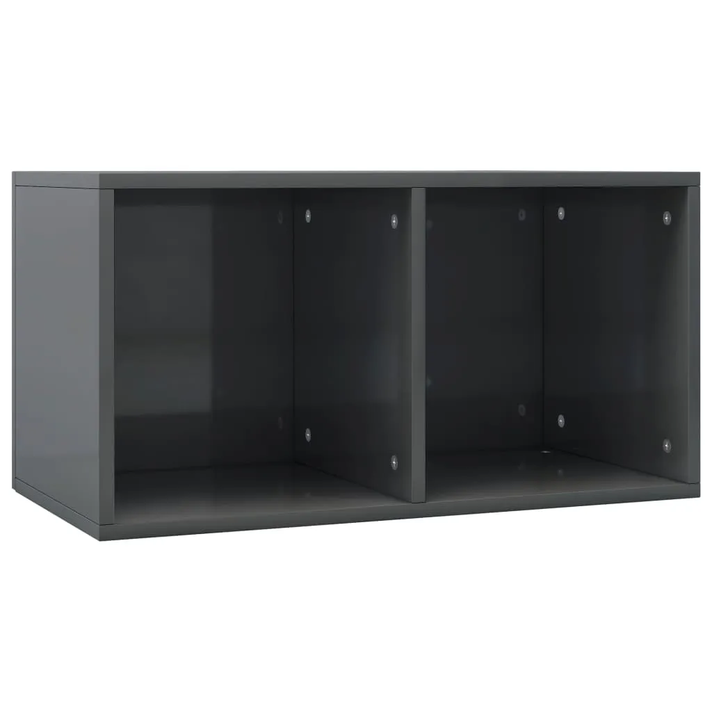 Vinyl Storage Box High Gloss Grey 71x34x36 cm Chipboard