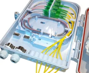 Wall Mount Plastic Fiber Distribution Unit, Up to 16 Ports, Up to 24 Splices