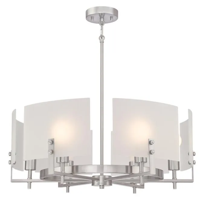 Westinghouse 6369400 Six Light Chandelier - Brushed Nickel Finish - Frosted Glass