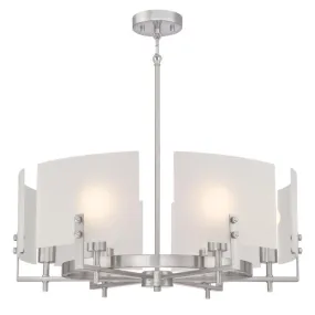 Westinghouse 6369400 Six Light Chandelier - Brushed Nickel Finish - Frosted Glass