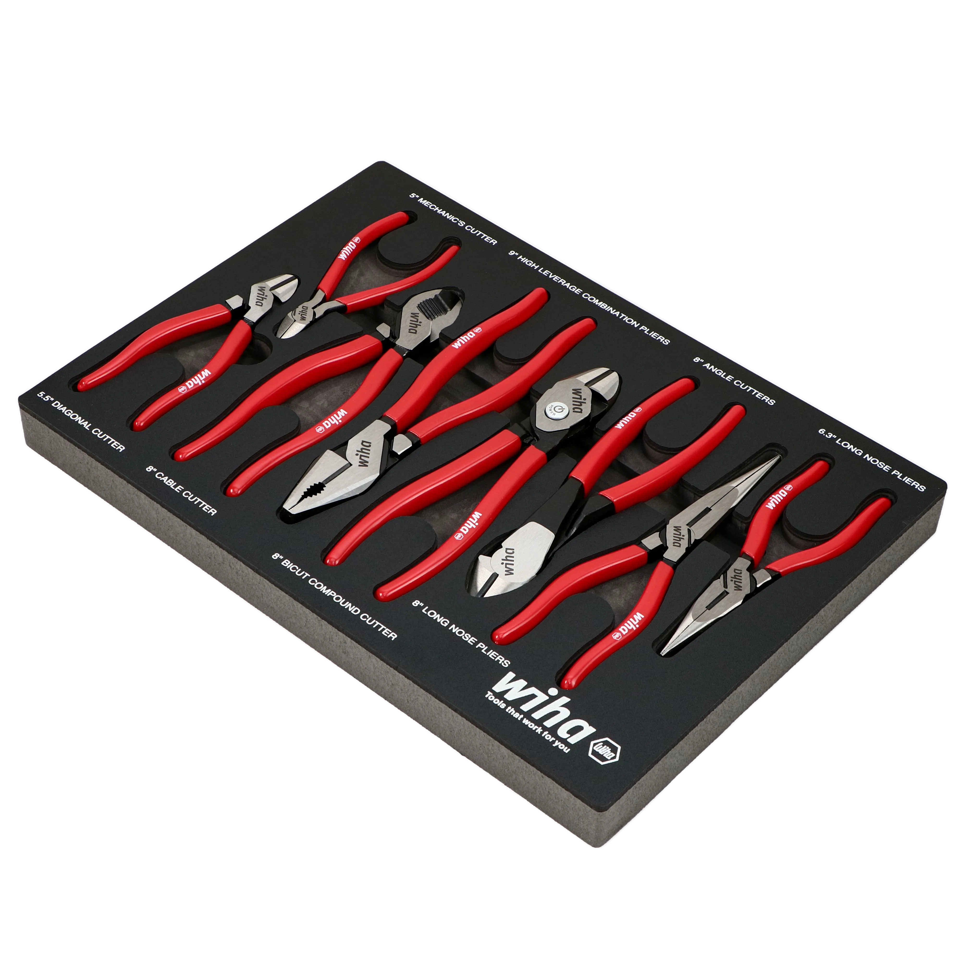 Wiha 34682 8 Piece Classic Grip Pliers and Cutters Tray Set