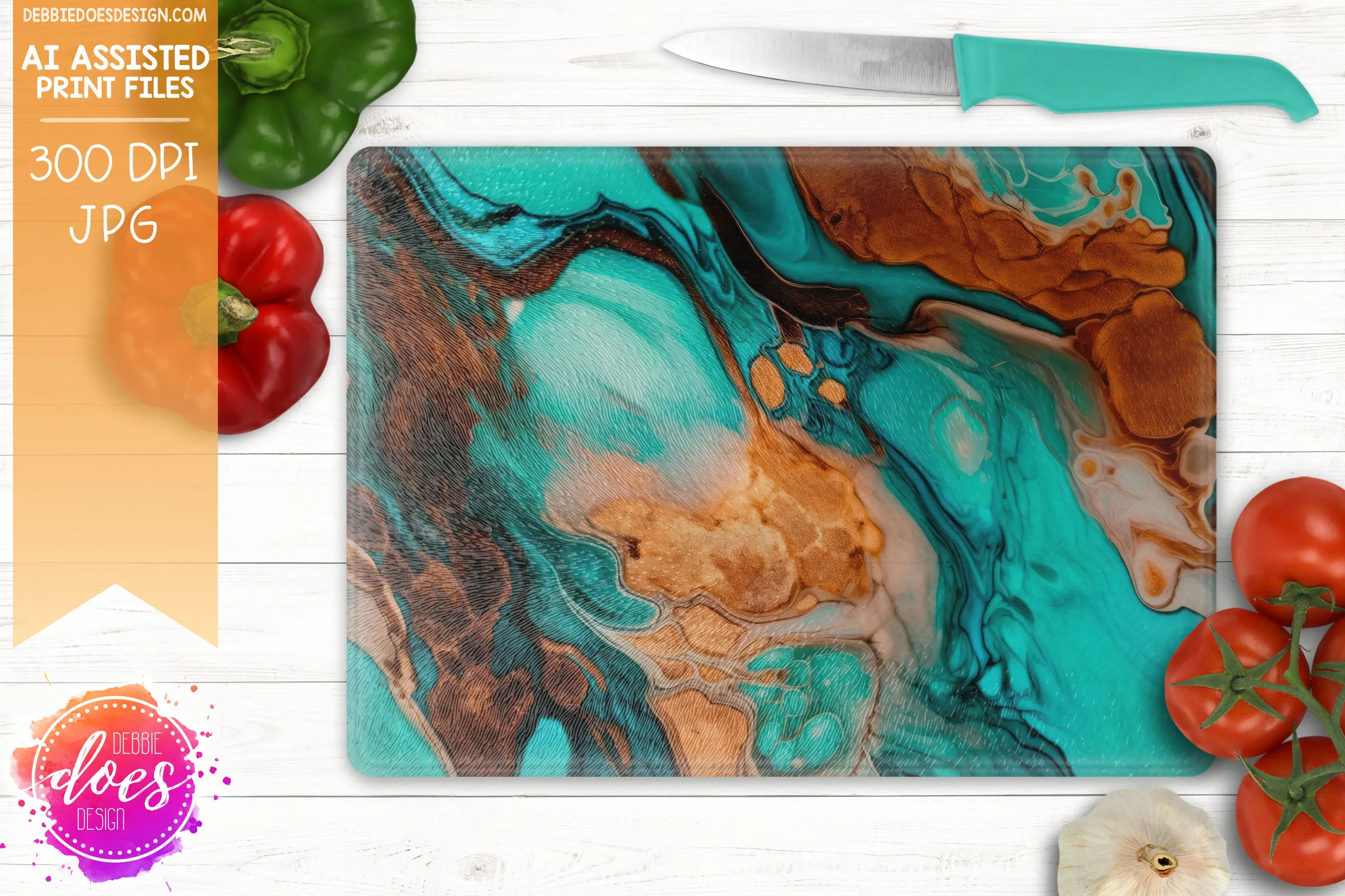 Wood Resin River Seamless 2 - Cutting Boards -  Printable/Sublimation Design