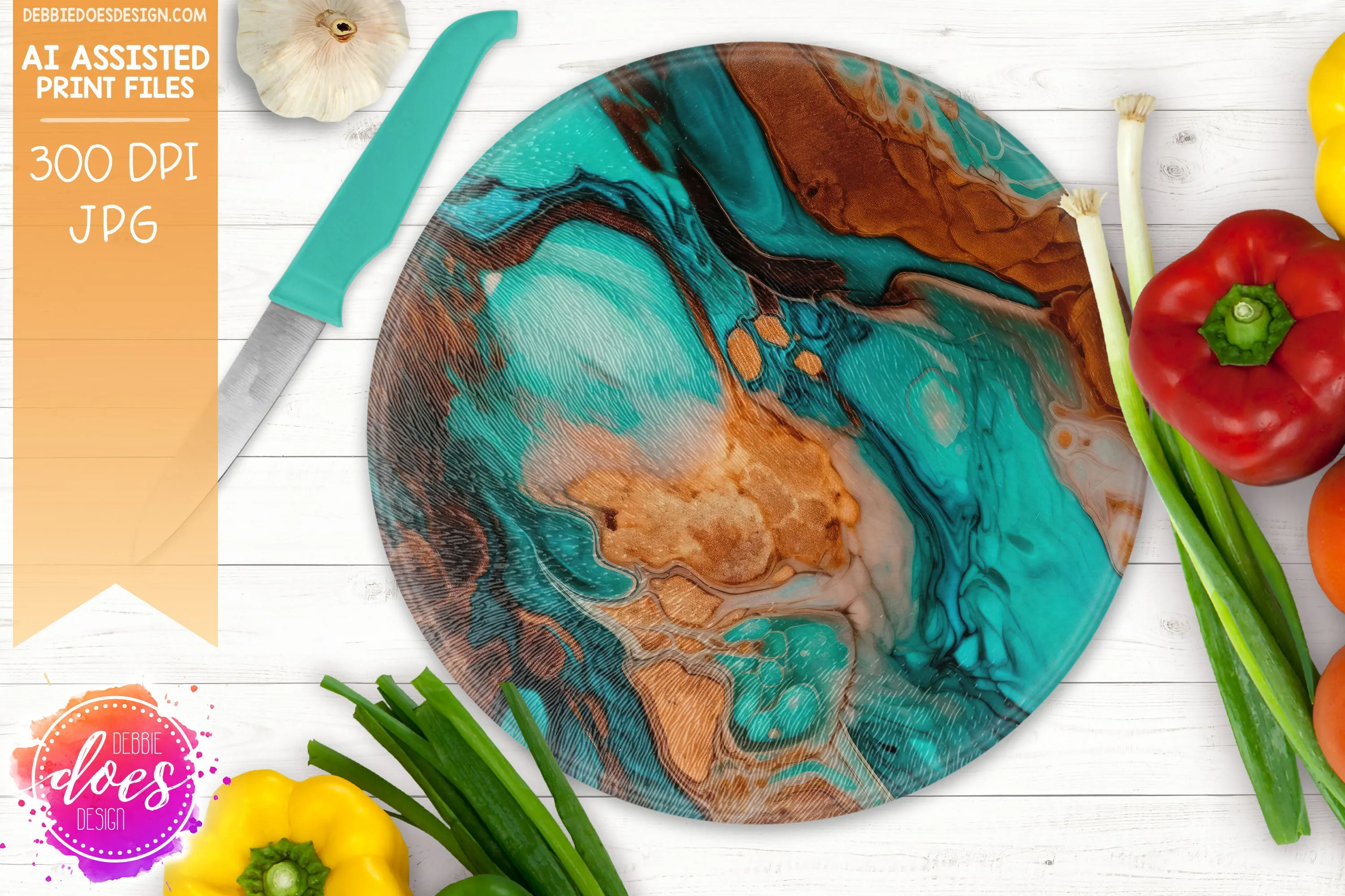 Wood Resin River Seamless 2 - Cutting Boards -  Printable/Sublimation Design