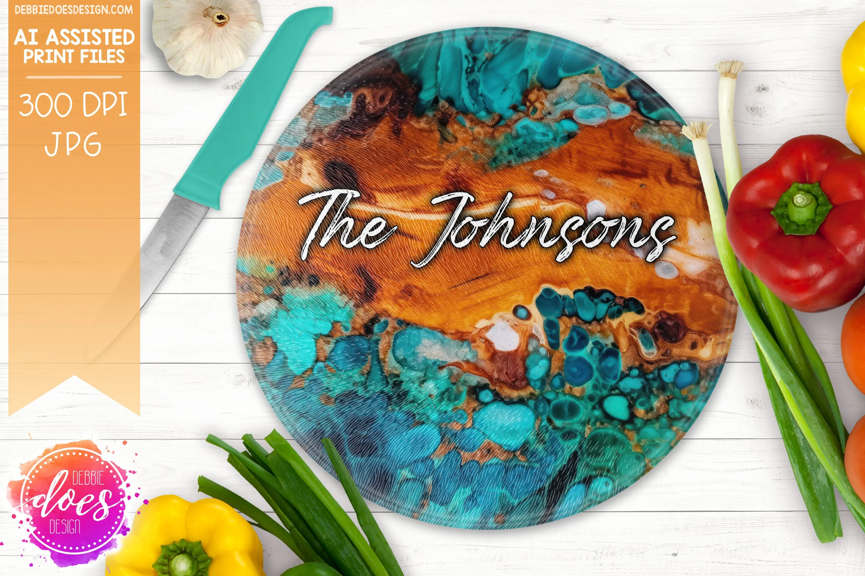 Wood Resin River Seamless 3 - Cutting Boards -  Printable/Sublimation Design