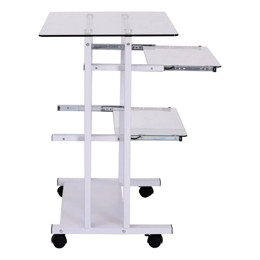 Workstation Computer Laptop Desk Writing Table W/Wheels-White