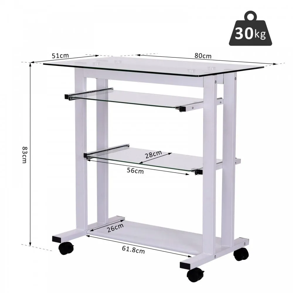 Workstation Computer Laptop Desk Writing Table W/Wheels-White