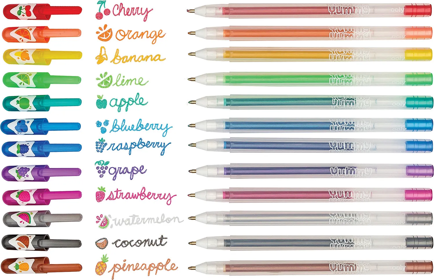 Yummy Yummy Scented Colored Glitter Gel Pens 2.0 - Set of 12